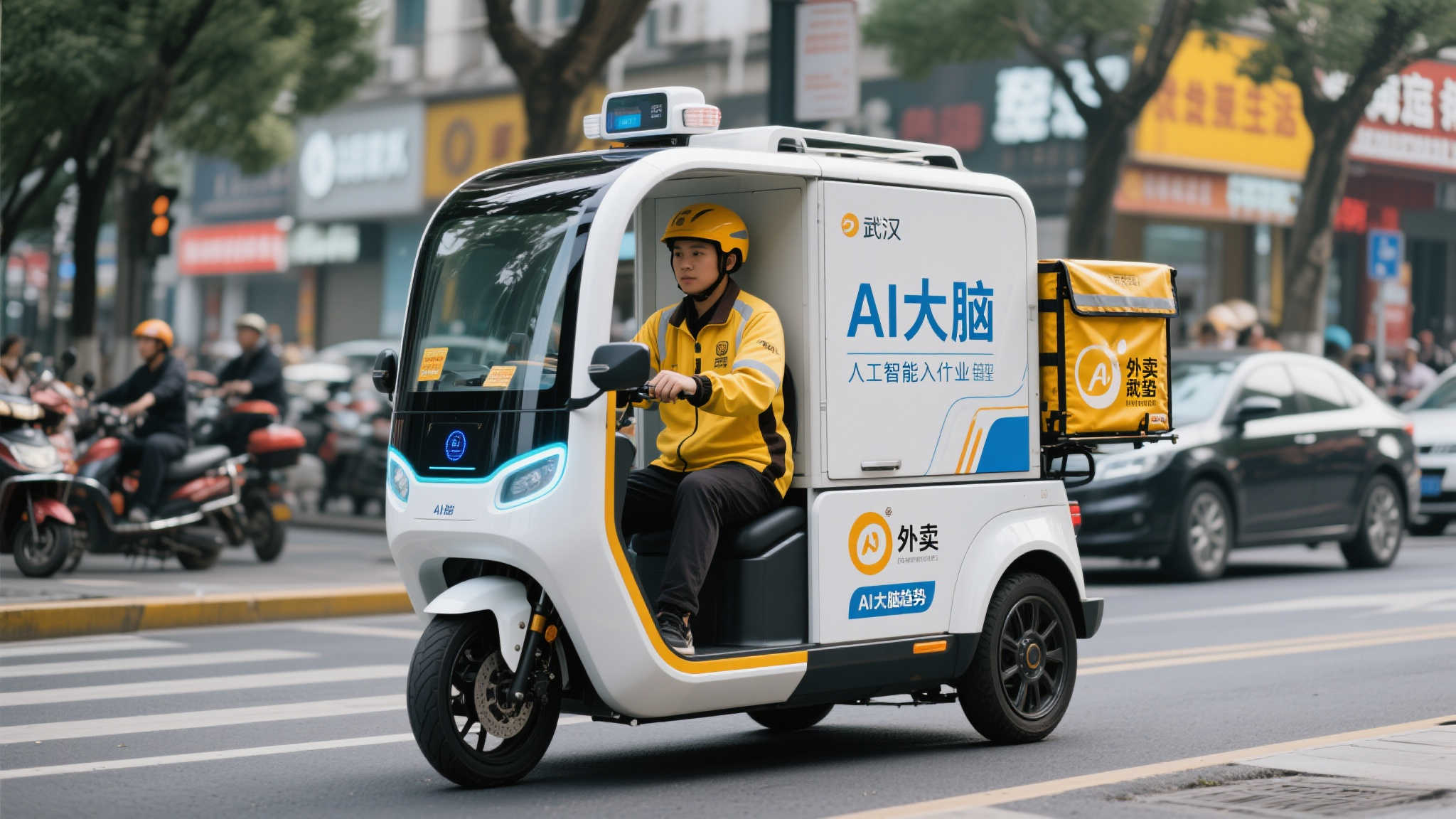 武汉上线搭载“智能大脑”的外卖车，配送员迎来新机遇